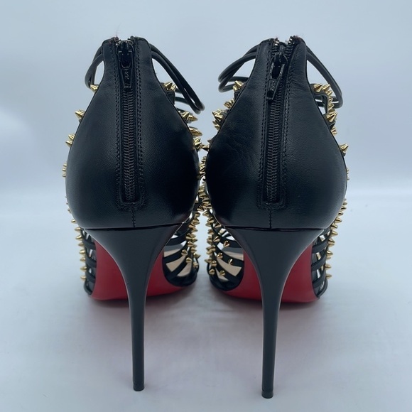 Christian Louboutin Black gold studded gladiator Milla Clou ankle heels EU 38.5 - Picture 6 of 10